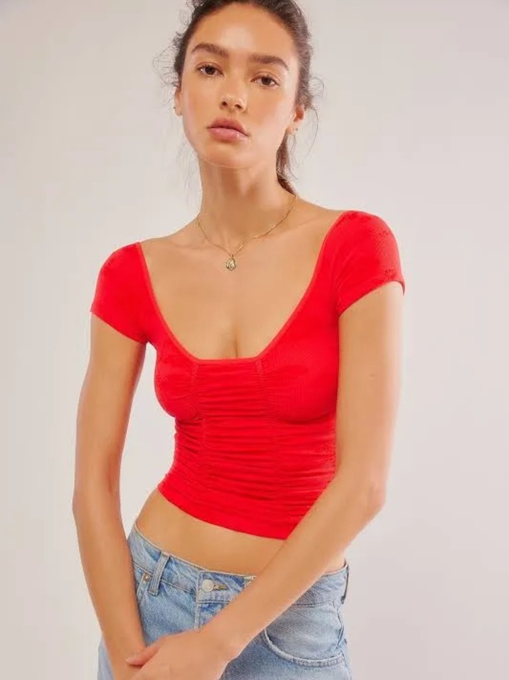 Free People Intimately Red Gotta Be You Seamless Tee XS/S